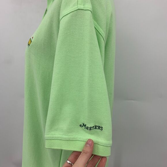 Master Collection Polo Shirt Womens M Medium Key Lime Chest Logo High Low Hem - Picture 5 of 10